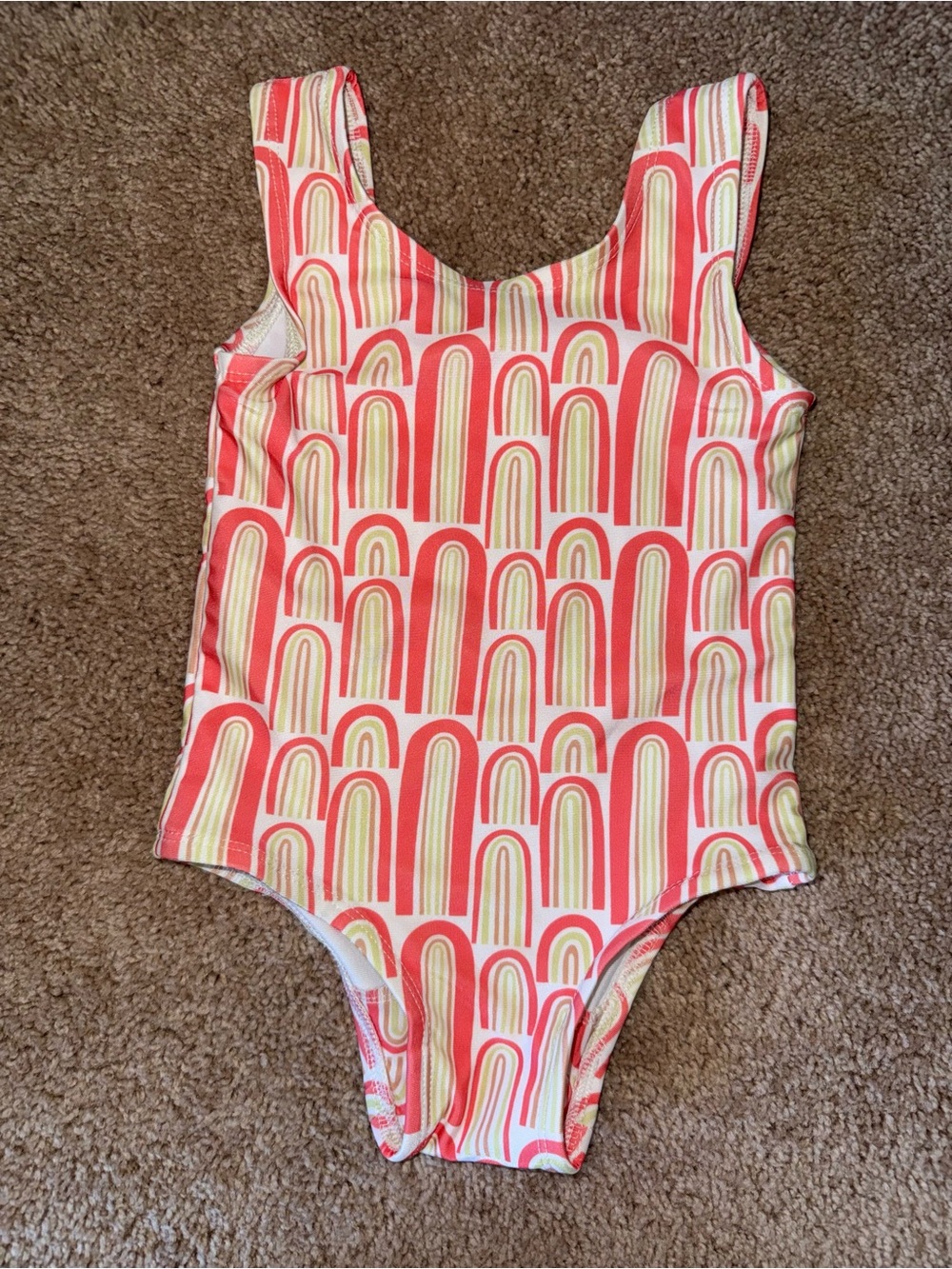 kate quinn Pink & Cream Rainbow-Arch One-Piece Swimsuit